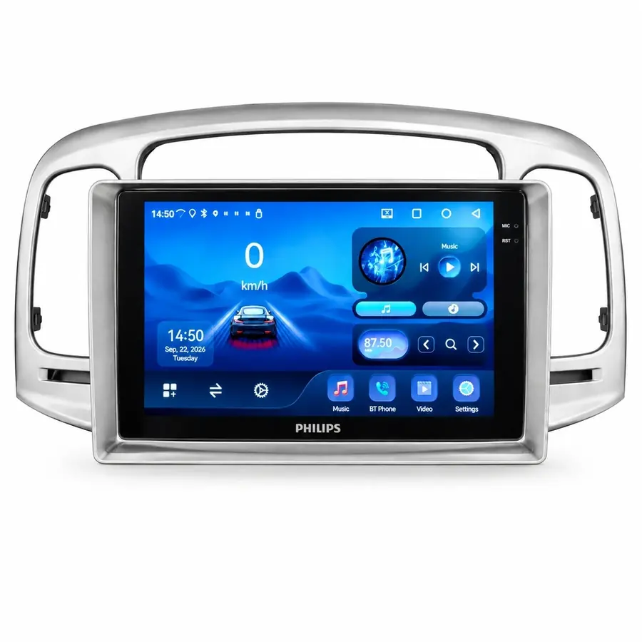 accent-silver-9inch-philips مانیتور اندروید فیلیپس مخصوص هیوندای اکسنت نقرهای - ۹ اینچ | Philips - تصویر 1