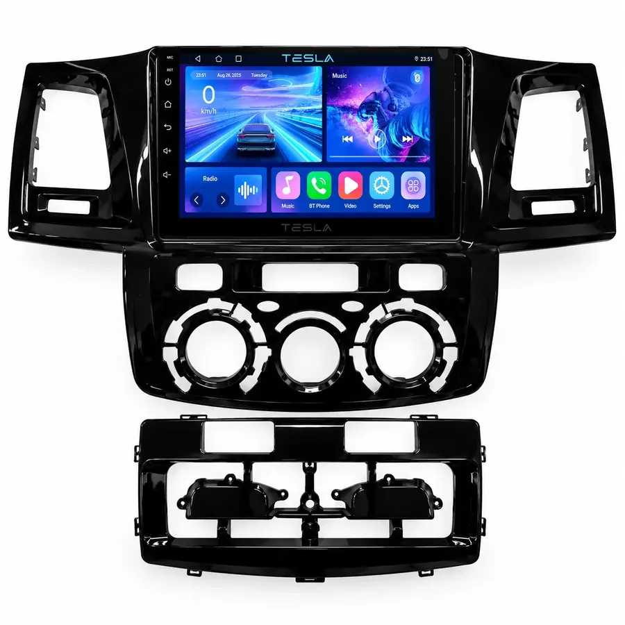 hilux-black-tesla مانیتور اندروید تسلا مخصوص تویوتا هایلوکس مشکی | Tesla - تصویر 1